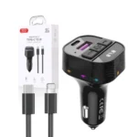 Transmitteur FM XO BCC17 MP3 chargeur voiture 30W + cable USB-C - Lightning black