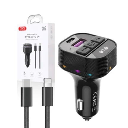 Transmitteur FM XO BCC17 MP3 chargeur voiture 30W + cable USB-C - Lightning black