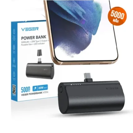 Power bank VEGER PlugOn 5000mAh with built-in connector Type C PD20W (W0556P)