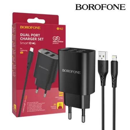 Borofone Chargeur Iphone  Noir BN2 - 2 USB - 2.1A 10W