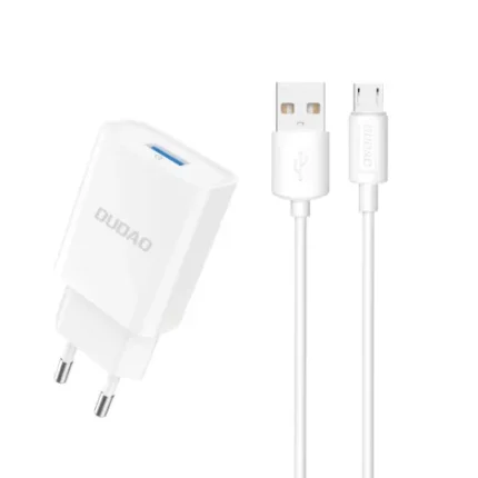Chargeur Dudao A4EU 2,1 A blanc avec câble USB-A vers micro USB