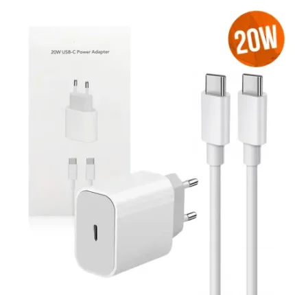 CHARGEUR TYPE-C 20W AVEC CABLE TYPE-C TO TYPE-C