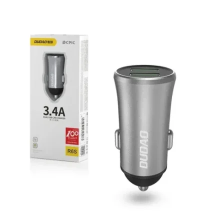 chargeur voiture  Dudao 3,4A 2x USB (R6S Argent)