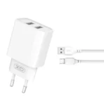Chargeur XO CE02C 2x USB 2,1A + cable microUSB blanc – Image 2