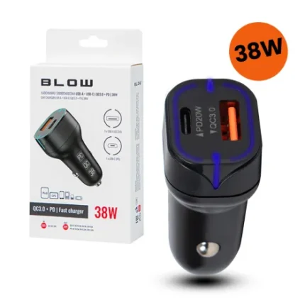 chargeur voiture Rapide USB+USB-C 38W G38B