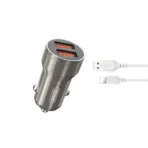 xO chargeur de voiture CC48 2x USB 2,4A gris + câble Lightning