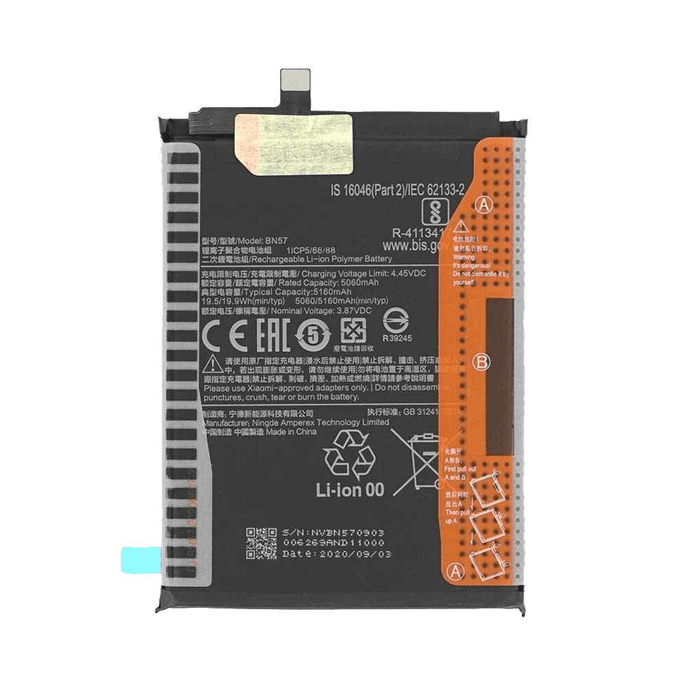 img_0833 Batterie Originale Xiaomi BN57 pour Poco X3 / Poco X3 NFC / Poco X3 Pro – 5160mAh-envoi 24H – Image 1