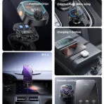 Transmetteur FM Bluetooth & Chargeur Voiture Yesido Y70 15W Noir (2  USB-A) et (1  USB-C) – Image 2