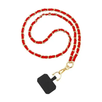 Tour de Cou Universel pour Smartphone en Cuir Rouge 120 cm