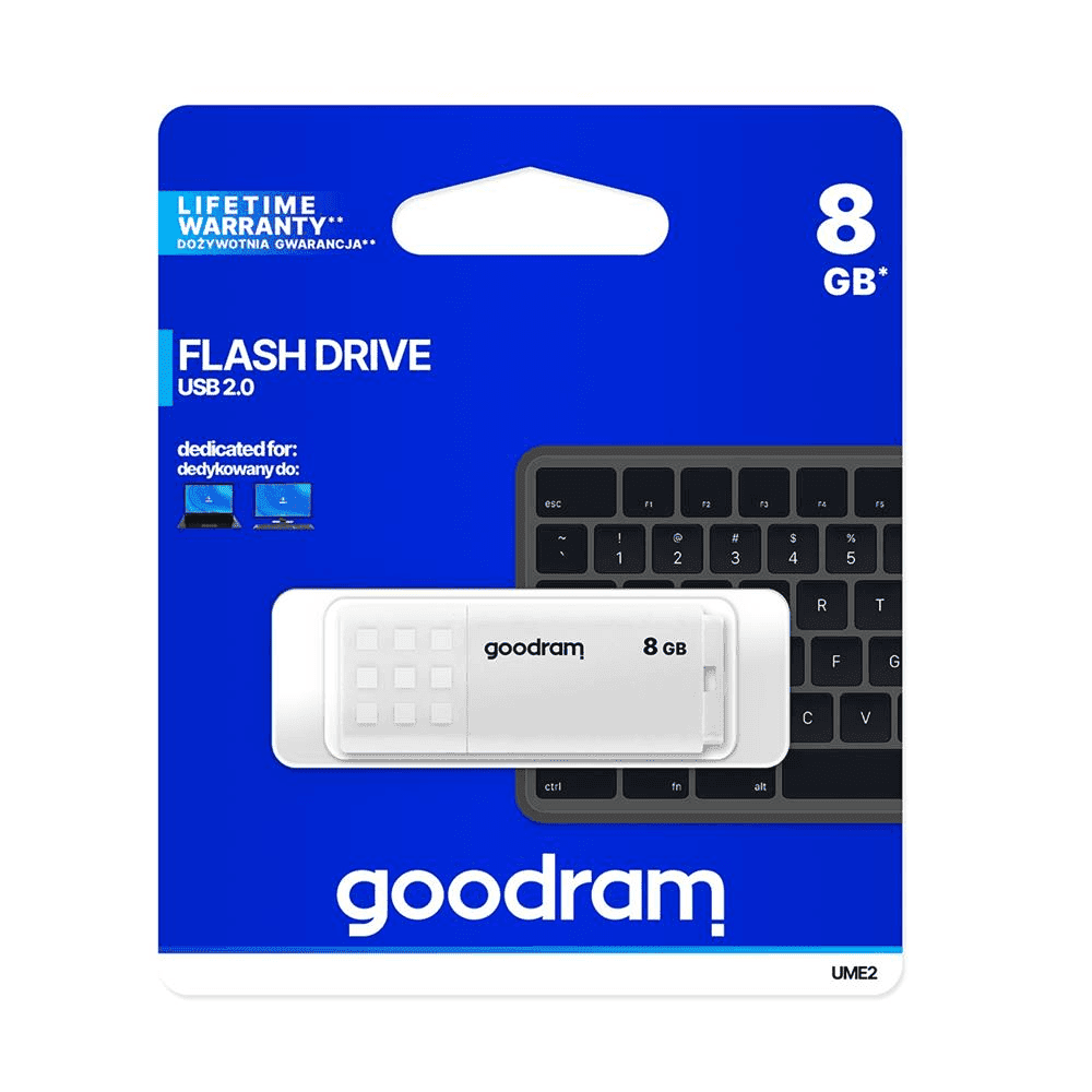 img_4128 Clé USB Goodram UME2 Flash Drive USB 2.0 (8Go) - UME2-0080W0R11 - Blanc – Image 1