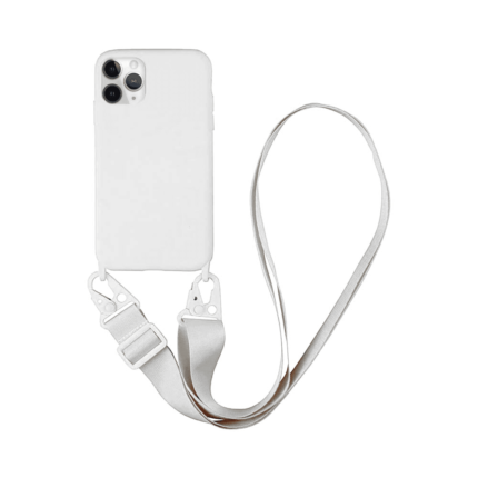 Coque Silicone avec Bandoulière Apple iPhone 11 Pro (#16) Blanc