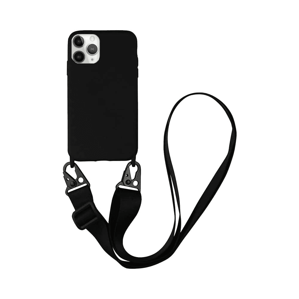 img_6245 Coque Silicone avec Bandoulière Apple iPhone 11 Pro Max (#1) Noir – Image 1