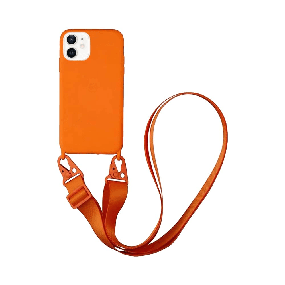 img_6257 Coque Silicone avec Bandoulière Apple iPhone 12 Mini (#13) Orange – Image 1