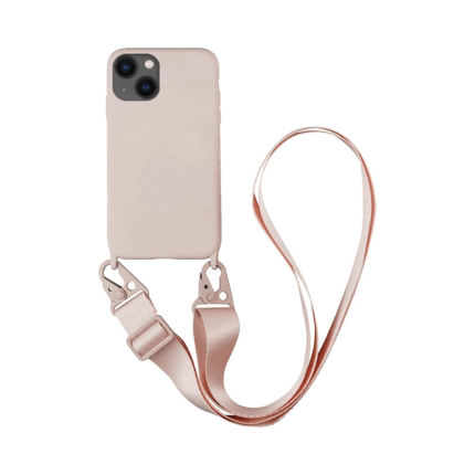 Coque Silicone avec Bandoulière Apple iPhone 14 Plus (#4) Rose Gold