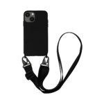 Coque Silicone avec Bandoulière Apple iPhone 15 Plus (#1) Noir