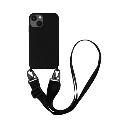 Coque Silicone avec Bandoulière Apple iPhone 15 Plus (#1) Noir
