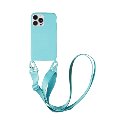 Coque Silicone avec Bandoulière Apple iPhone 15 Pro (#7) Bleu Clair