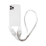 Coque Silicone avec Bandoulière Apple iPhone 15 Pro Max Blanc