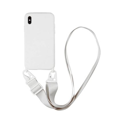 Coque Silicone avec Bandoulière Apple iPhone X/iPhone XS (#16) Blanc