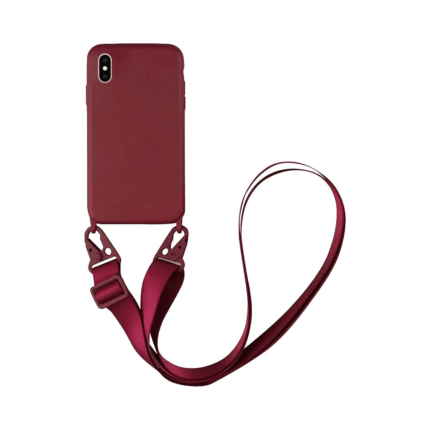 Coque Silicone avec Bandoulière Apple iPhone X/iPhone XS (#3) Bordeaux