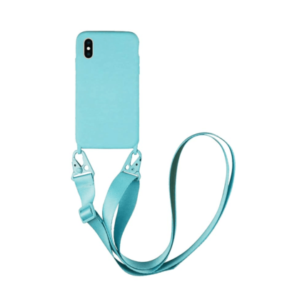 Coque Silicone avec Bandoulière Apple iPhone X/iPhone XS (#7) Bleu Clair