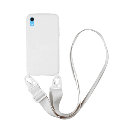 Coque Silicone avec Bandoulière Apple iPhone XR (#16) Blanc