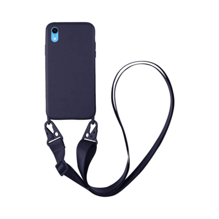 Coque Silicone avec Bandoulière Apple iPhone XR (#5) Bleu Marine