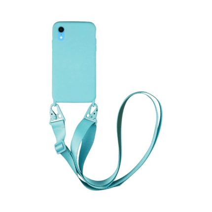 Coque Silicone avec Bandoulière Apple iPhone XR (#7) Bleu Clair