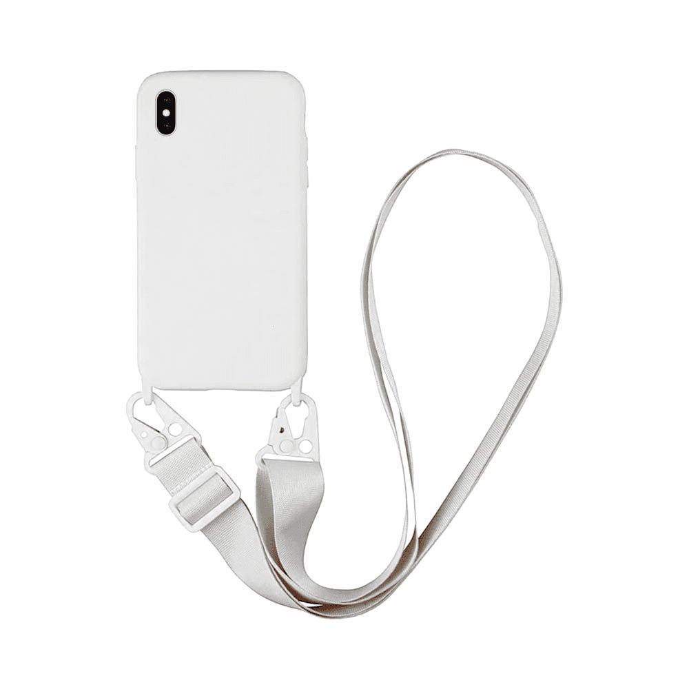 img_6365 Coque Silicone avec Bandoulière Apple iPhone XS Max (#16) Blanc – Image 1