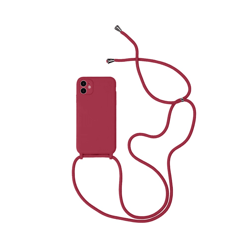 img_6375 Coque Silicone avec Cordon Apple iPhone 12 (13) Rouge Pourpre – Image 1